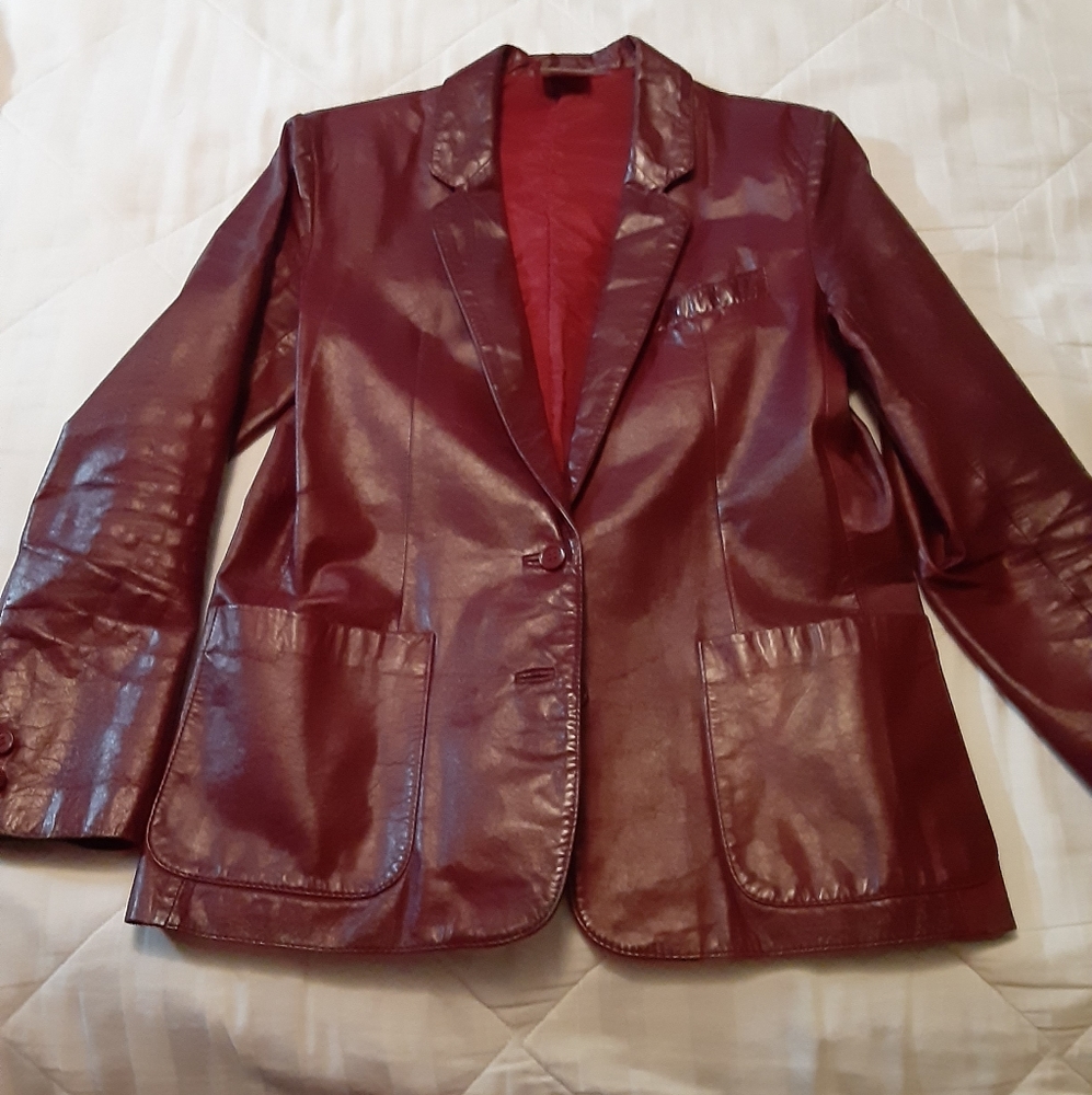 Vintage Burgundy Genuine leather jacket 12